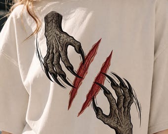 Monster Claw Skin Tear | PNG Halloween spooky horror wound scratch Tshirt sticker clip art