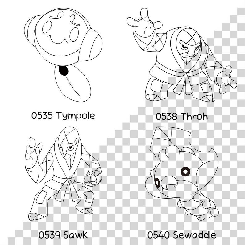 Pokemon Coloring Papers | for Kids PNG SVG Blackline Animal Outline ...