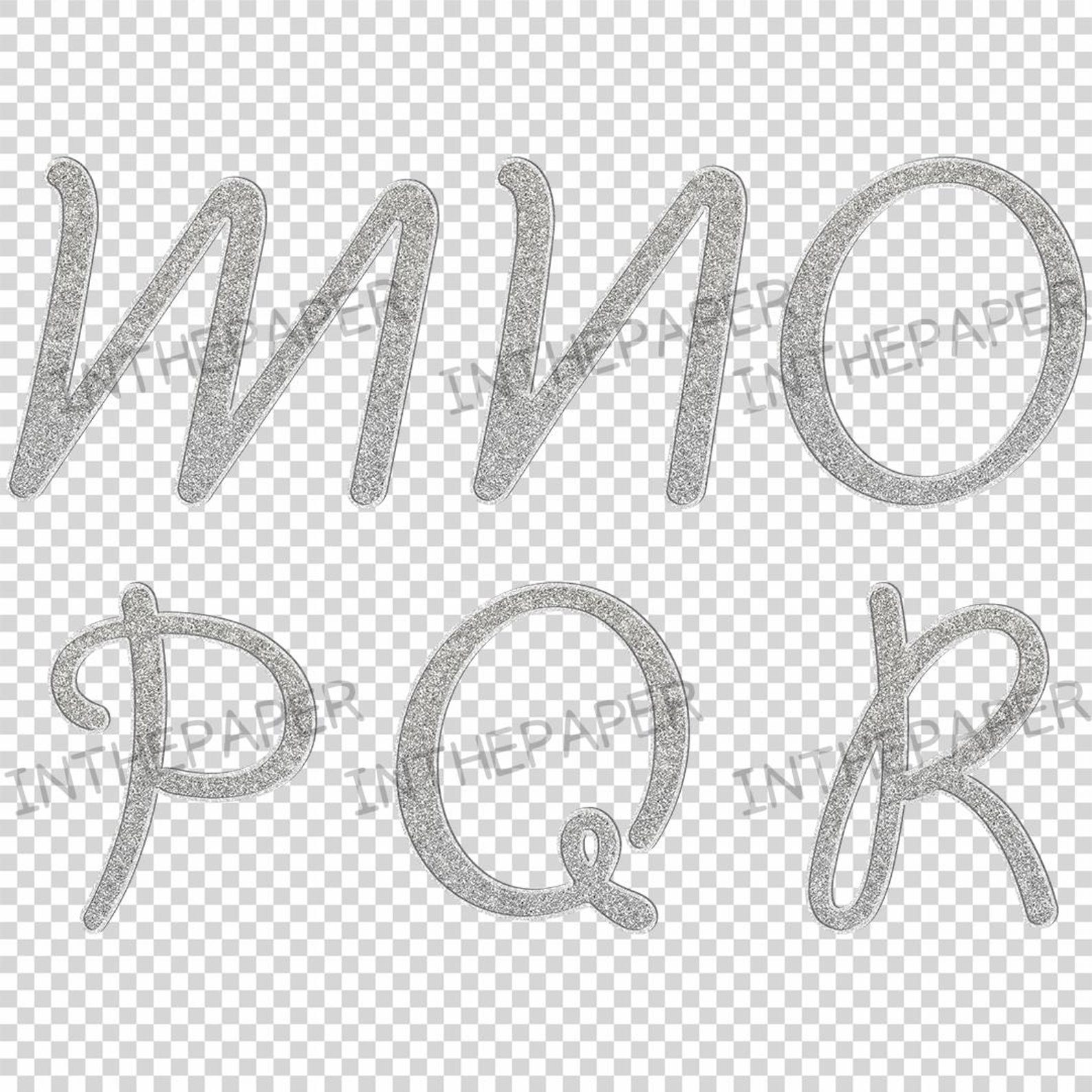 Sparkly Lettering Silver Glitter Lettering PNG | Sparkly Cursive Alphabet Numbers Clipart ...