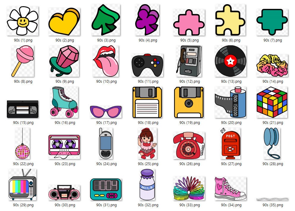 Back to the 90s | Y2K Retro 80s 70s 2000s Clip Art Party Cute