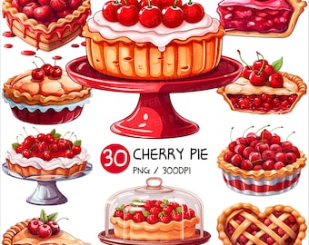 Cherry Pie PNG | Fruit Tart Dessert Berry Clip art Pastry Piece Cake Tray Glass Display Showcase Sweet Illust Recipe Cute Syrup Dripping