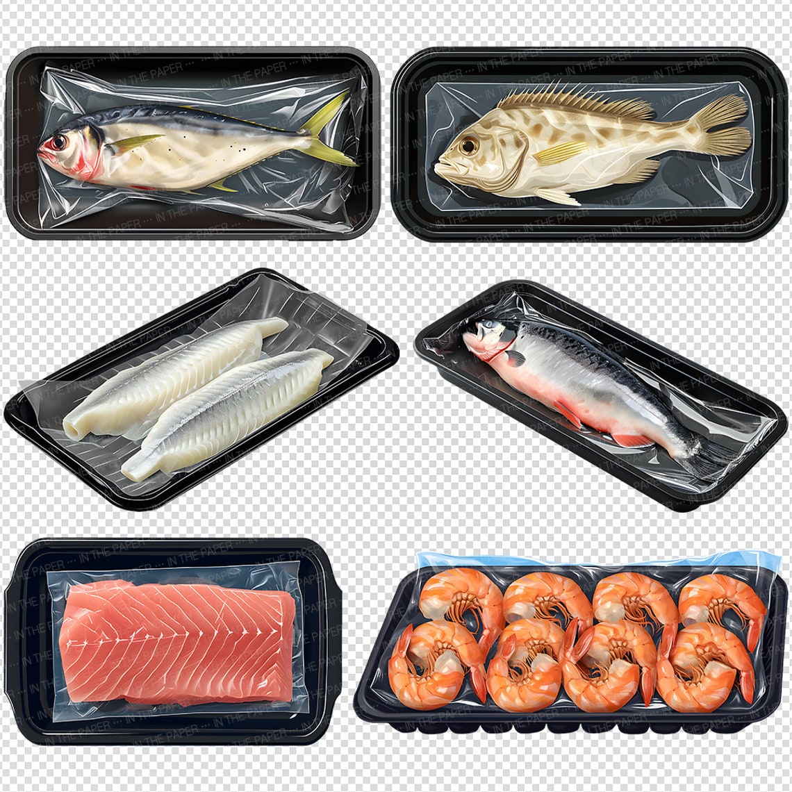 Shellfish Packaging Design Seafood Supermarket Packaging PNG | Fish Clip Art Salmon Roe Shellfish ...