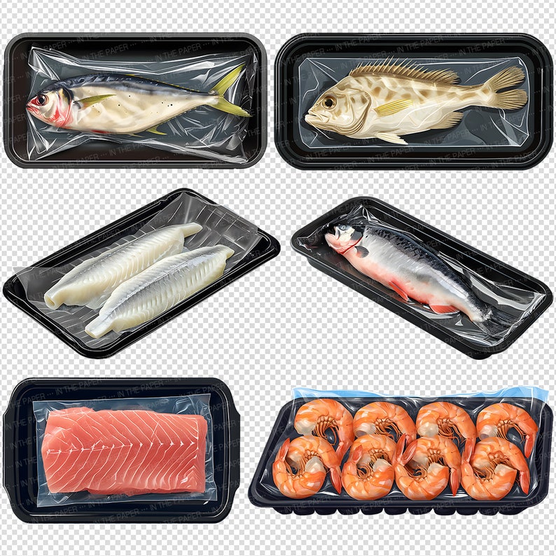 Seafood Supermarket Packaging PNG | Fish Clip Art Salmon Roe Shellfish ...