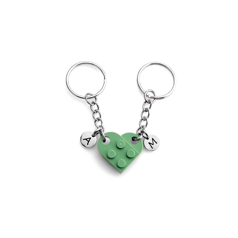 Heart Keychain Set Made with Authentic LEGO® Bricks, INITIALS Matching keychains, Couples Gift Best Friends Very High Quality & DURABLE image 4