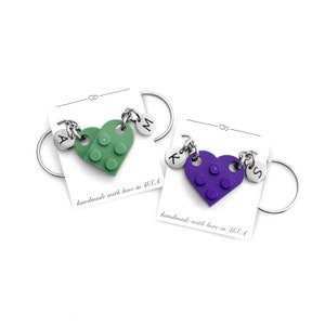 Heart Keychain Set Made with Authentic LEGO® Bricks, INITIALS Matching keychains, Couples Gift Best Friends Very High Quality & DURABLE image 2