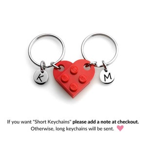 Heart Keychain Set Made with Authentic LEGO® Bricks, INITIALS Matching keychains, Couples Gift Best Friends Very High Quality & DURABLE image 8