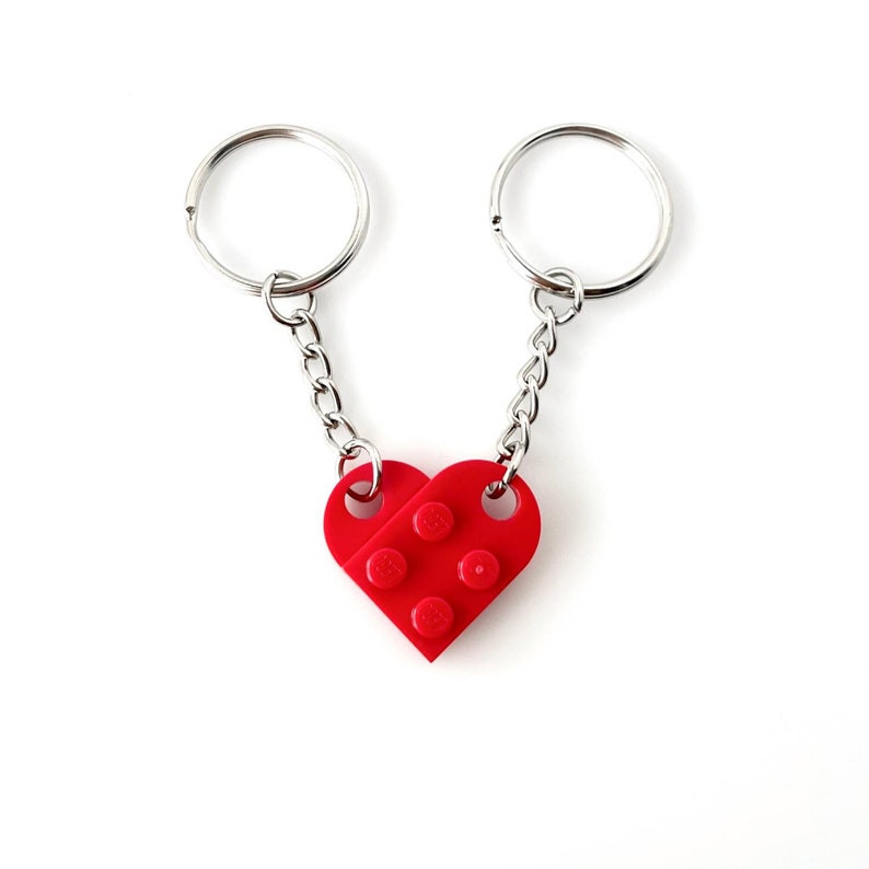 Heart Keychain Set Made with Authentic LEGO® Bricks, Matching keychains, Gift Set for Couples, Best Friends Very High Quality & DURABLE image 8