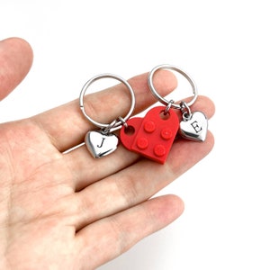 Heart Keychain Set Made with Authentic LEGO® Bricks, INITIALS Matching keychains, Couples Gift Best Friends Very High Quality & DURABLE image 7