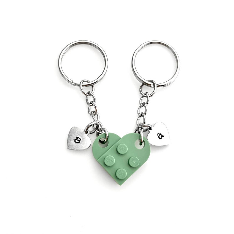 Heart Keychain Set Made with Authentic LEGO® Bricks, INITIALS Matching keychains, Couples Gift Best Friends Very High Quality & DURABLE image 5