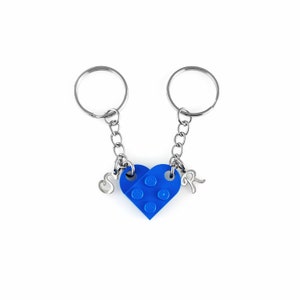 Juego de llaveros de corazón: hecho con auténticos ladrillos LEGO®, llaveros a juego con iniciales, regalo para parejas y mejores amigos: muy alta calidad y duradero.