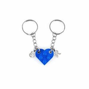 Heart Keychain Set - Made with Authentic LEGO® Bricks, Initials Matching keychains, Couples Gift Best Friends - Very High Quality & DURABLE