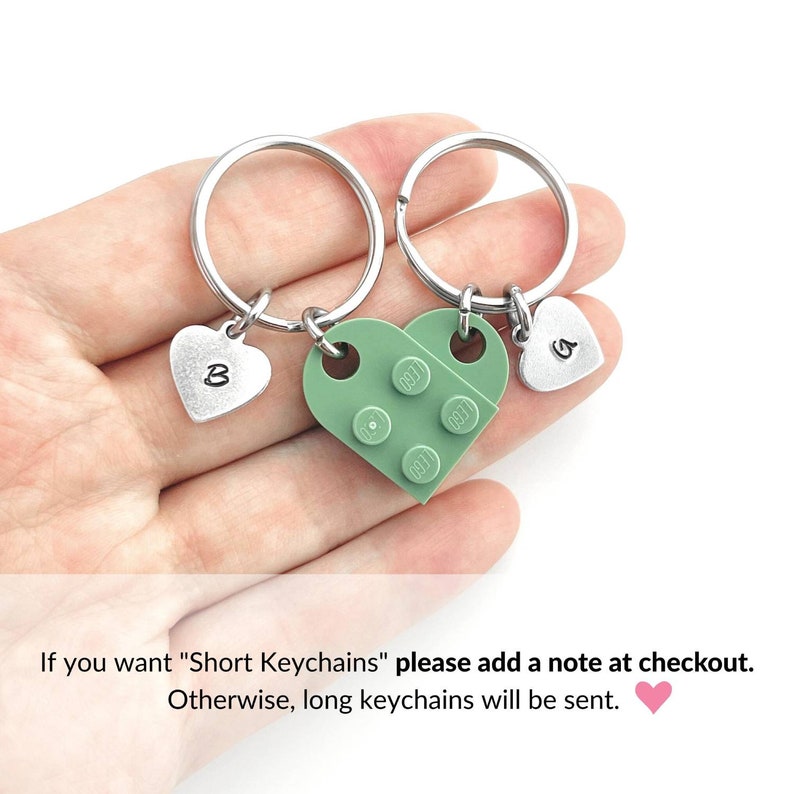 Heart Keychain Set Made with Authentic LEGO® Bricks, INITIALS Matching keychains, Couples Gift Best Friends Very High Quality & DURABLE image 10