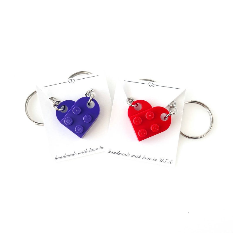 Heart Keychain Set Made with Authentic LEGO® Bricks, Matching keychains, Gift Set for Couples, Best Friends Very High Quality & DURABLE image 3