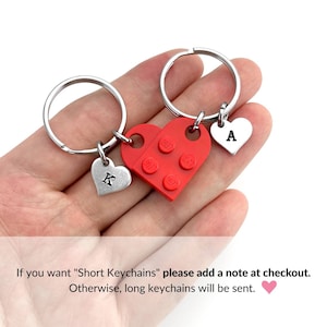 Heart Keychain Set Made with Authentic LEGO® Bricks, INITIALS Matching keychains, Couples Gift Best Friends Very High Quality & DURABLE image 10