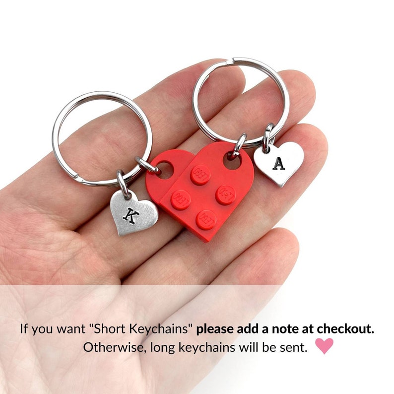 Heart Keychain Set Made with Authentic LEGO® Bricks, INITIALS Matching keychains, Couples Gift Best Friends Very High Quality & DURABLE image 10