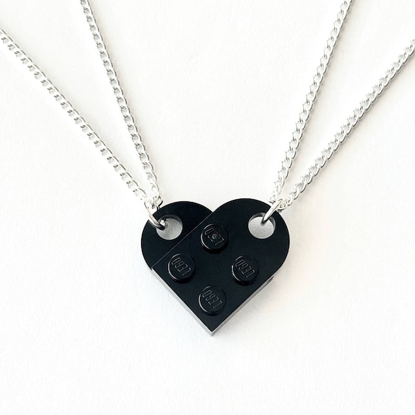 Heart Necklace Set - Made with Authentic LEGO® Bricks - Matching Friendship Necklaces, Gift for Her, Him, Couples, Family, and Best Friends
