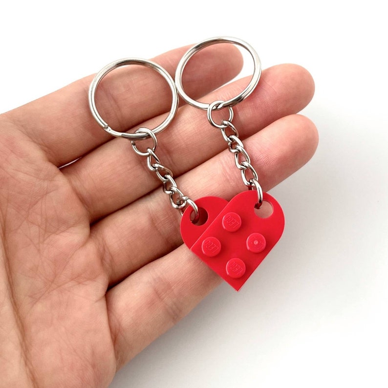 Heart Keychain Set Made with Authentic LEGO® Bricks, Matching keychains, Gift Set for Couples, Best Friends Very High Quality & DURABLE image 10