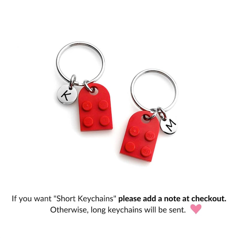 Heart Keychain Set Made with Authentic LEGO® Bricks, INITIALS Matching keychains, Couples Gift Best Friends Very High Quality & DURABLE image 9