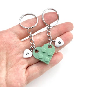 Heart Keychain Set Made with Authentic LEGO® Bricks, INITIALS Matching keychains, Couples Gift Best Friends Very High Quality & DURABLE image 7