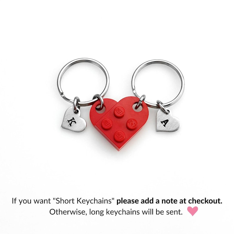 Heart Keychain Set Made with Authentic LEGO® Bricks, INITIALS Matching keychains, Couples Gift Best Friends Very High Quality & DURABLE image 8