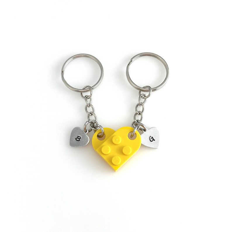 Heart Keychain Set Made with Authentic LEGO® Bricks, INITIALS Matching keychains, Couples Gift Best Friends Very High Quality & DURABLE image 4