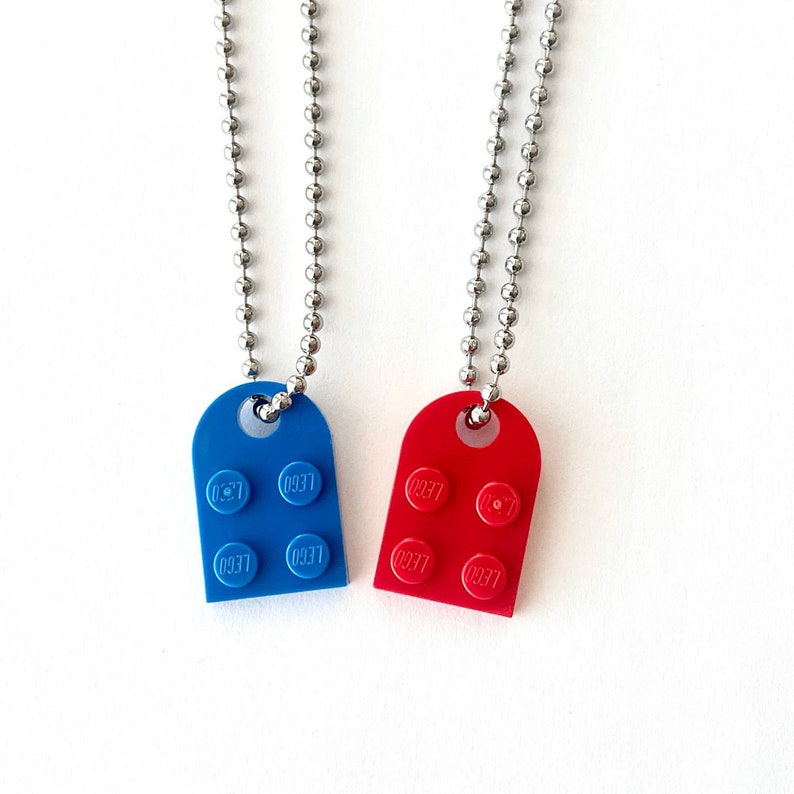 Heart Necklace Set Made with Authentic LEGO® Bricks Matching Friendship or Couples Necklaces Gift, High-Quality USA-Made Ball Chains image 8