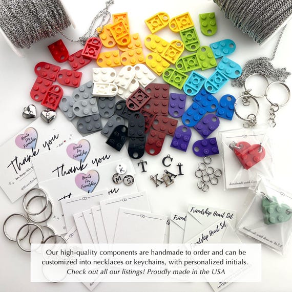 Heart Keychain Set - Made With Authentic LEGO® Bricks, INITIALS