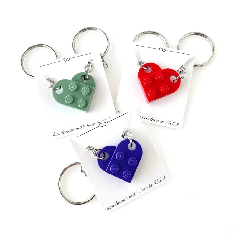 Heart Keychain Set Made with Authentic LEGO® Bricks, Matching keychains, Gift Set for Couples, Best Friends Very High Quality & DURABLE image 5