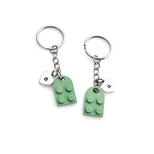 Heart Keychain Set Made with Authentic LEGO® Bricks, INITIALS Matching keychains, Couples Gift Best Friends Very High Quality & DURABLE image 6