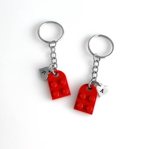 Heart Keychain Set Made with Authentic LEGO® Bricks, INITIALS Matching keychains, Couples Gift Best Friends Very High Quality & DURABLE image 6