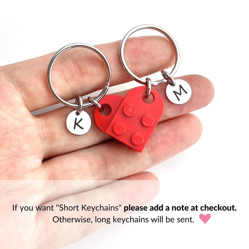 Heart Keychain Set Made with Authentic LEGO® Bricks, INITIALS Matching keychains, Couples Gift Best Friends Very High Quality & DURABLE image 10