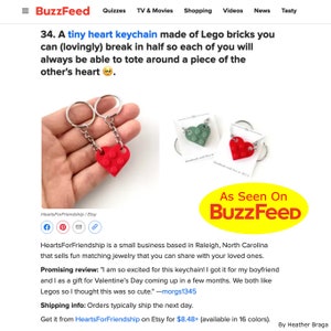 Heart Keychain Set Made with Authentic LEGO® Bricks, Matching keychains, Gift Set for Couples, Best Friends Very High Quality & DURABLE image 2