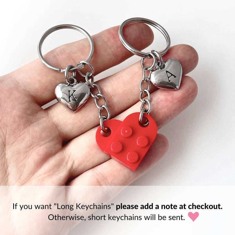 Heart Keychain Set Made with Authentic LEGO® Bricks, INITIALS Matching keychains, Couples Gift Best Friends Very High Quality & DURABLE image 10