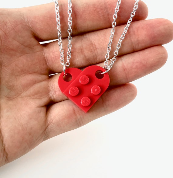 Heart Necklace Set Made With Authentic LEGO Bricks Matching