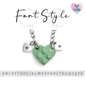 Heart Keychain Set Made with Authentic LEGO® Bricks, INITIALS Matching keychains, Couples Gift Best Friends Very High Quality & DURABLE image 2