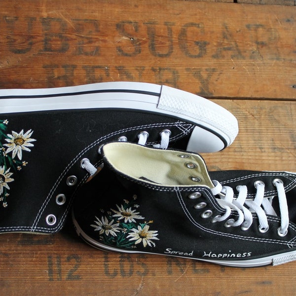 Custom painted flower Converse shoes