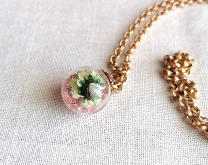 Flower Wish ball necklace