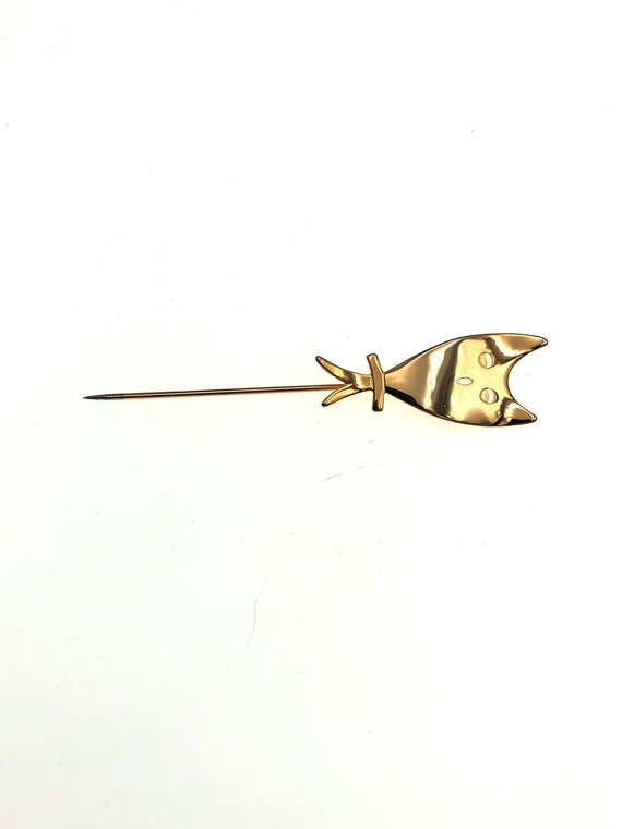 Unusual Vintage Cat Stick Figure Minimalist Gold … - image 4