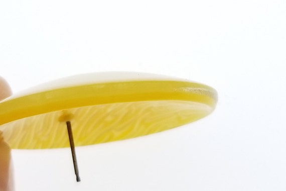 Superb 1970s Guilloche Style Lucite Golden Yellow… - image 4