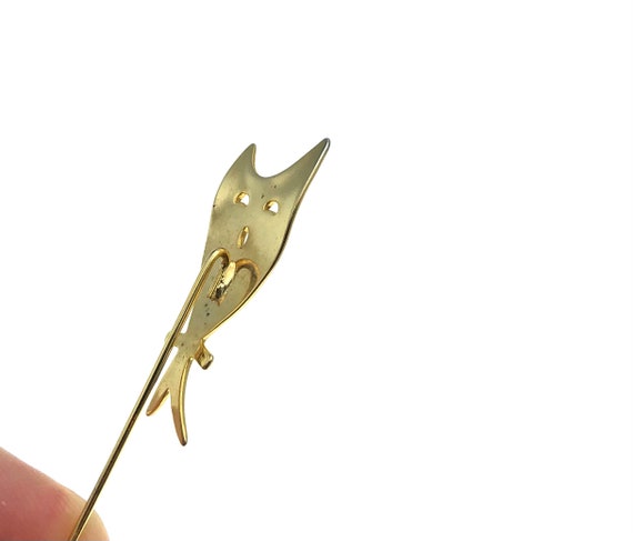 Unusual Vintage Cat Stick Figure Minimalist Gold … - image 3