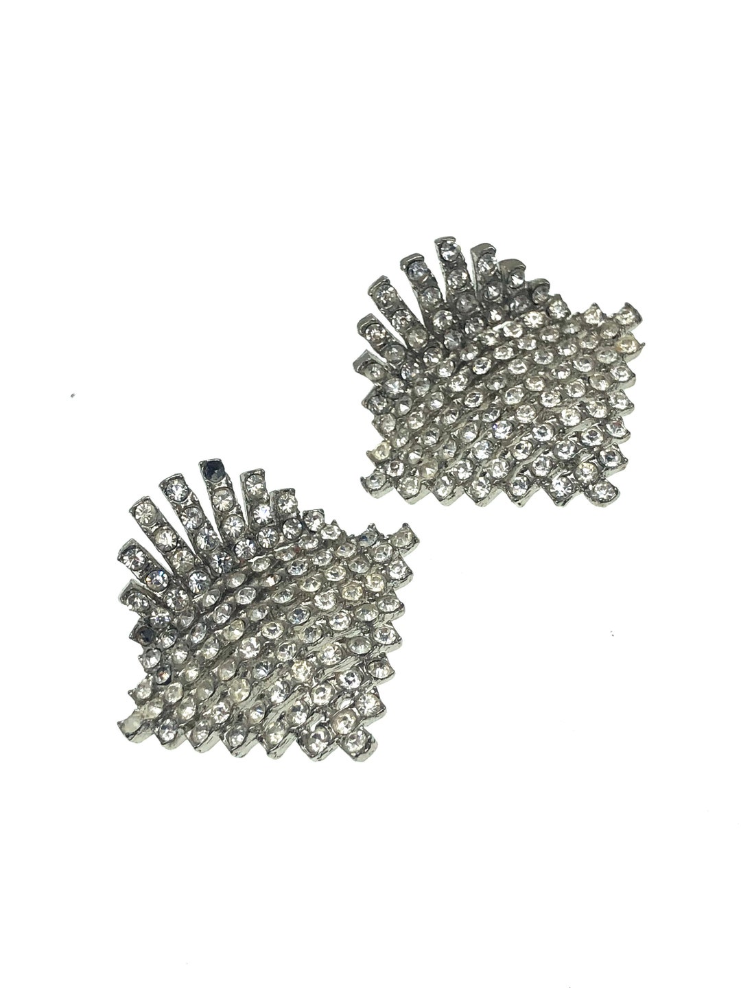 Vintage Pave Rhinestone Shoe Clips a Crown Rise Diamond Etsy