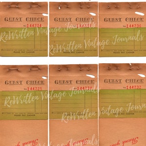 Cheques de invitados antiguos para imprimir. Descargas de diarios basura. Cheques de invitados en miniatura. Efímeras de diarios basura de 1930. Papel antiguo