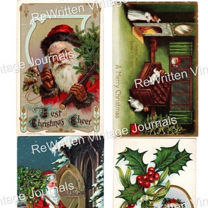 22 Vintage Weihnachtspostkarten Vorne & Hinten. Digital. Weihnachts Postkarten. Weihnachtliche Ephemera. Alte Weihnachts Postkarten. Weihnachtsmannes. Stechpalme