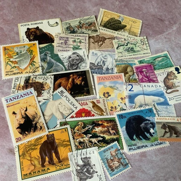 Vintage Postal Stamp Collection Digital Scanned Ephemera Junk Journal Fussy Cut Collage Printable Images