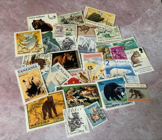Vintage Postal Stamp Collection Digital Scanned Ephemera Junk Journal Fussy Cut Collage Printable Images