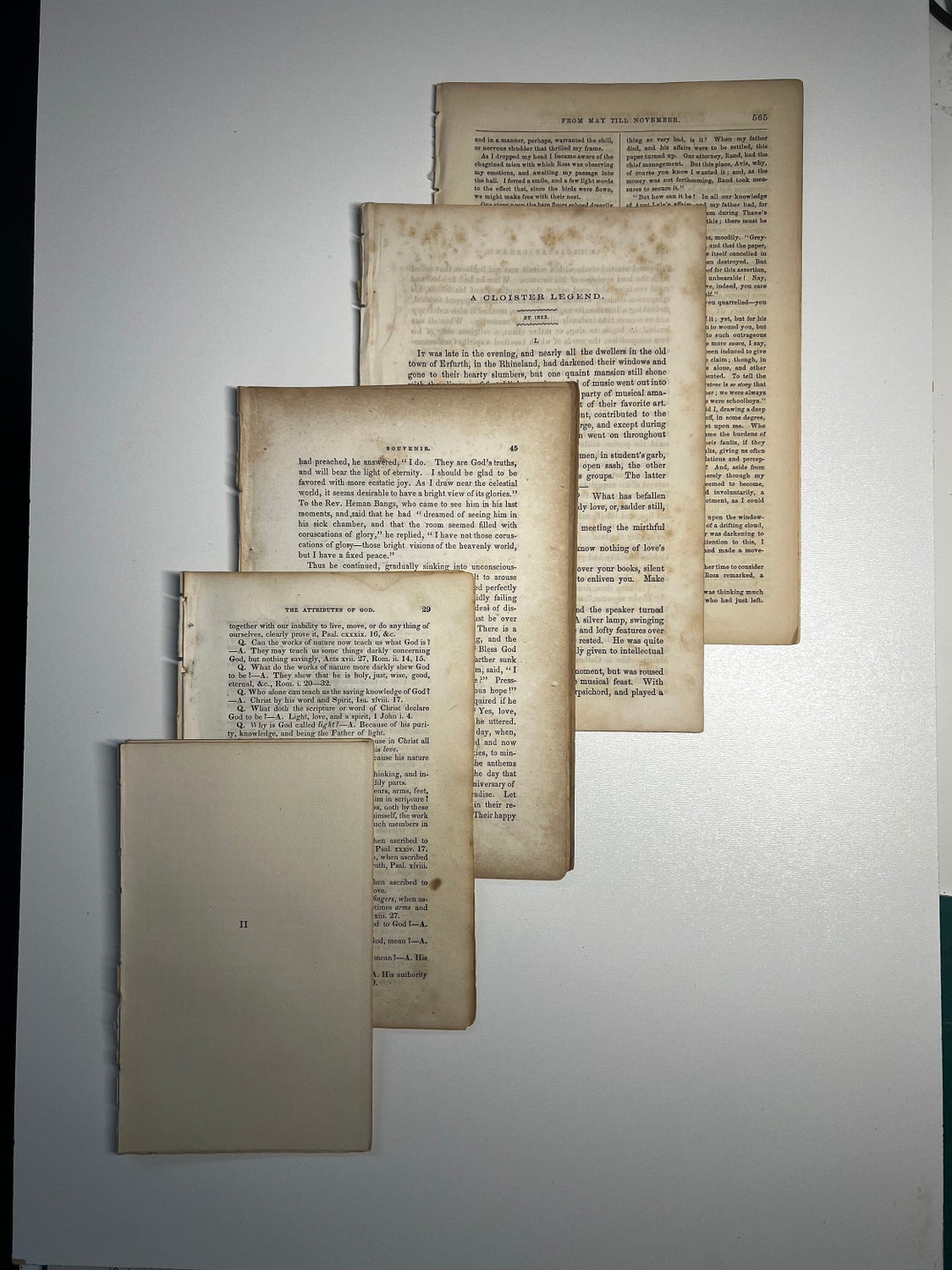 1800 Rag Paper Book Pages Antique Bundle / Cotton Fiber Paper / Antique