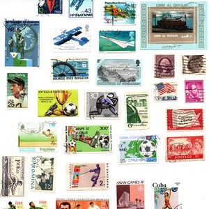 Vintage Postal Stamp Collection Digital Scanned Ephemera Junk Journal Fussy Cut Collage Printable Images image 7