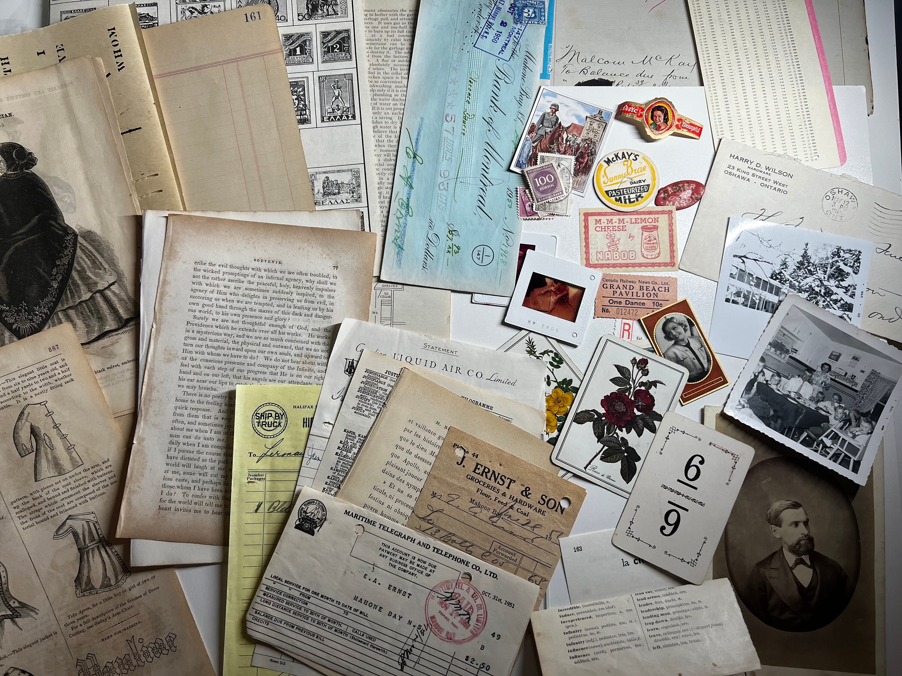 Vintage Ephemera Pack / Junk Journal Starter Pack / Ledger Paper ...
