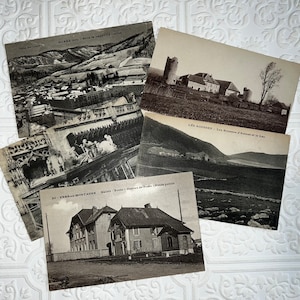 Vintage French Postcards (B) / Set of 5/ Carte Postale / 1920's/ Unused/ Green Backs/ Vintage Ephemera/ Junk Journals/ Vintage Paper/