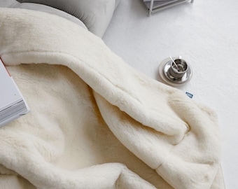 Copripiumino in lana merino, coperta: traspirante, completamente naturale, double face, calda, 140 x 200 cm